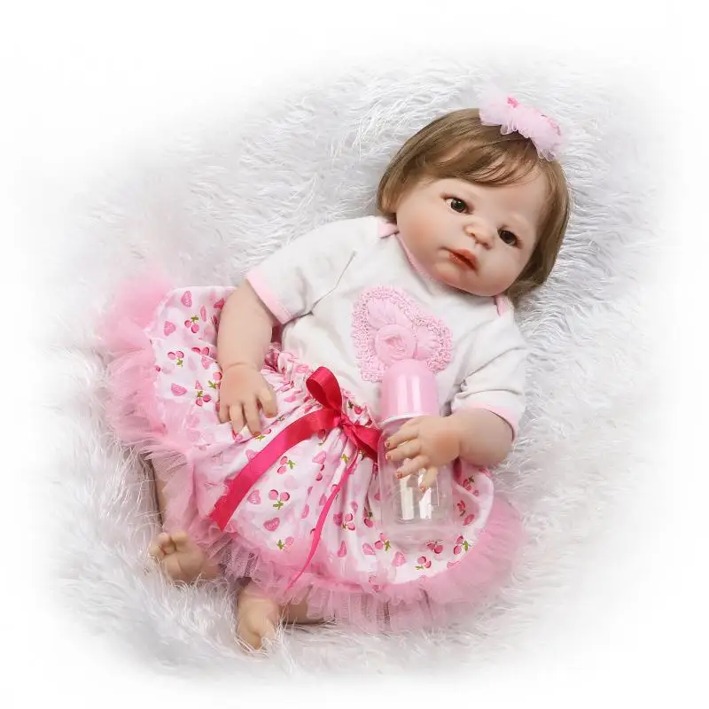 

22" Babies Girl Princess Dolls Full Silicone Dolls For Child Xmas Gift Birthday Present Baby Alive Bonecas