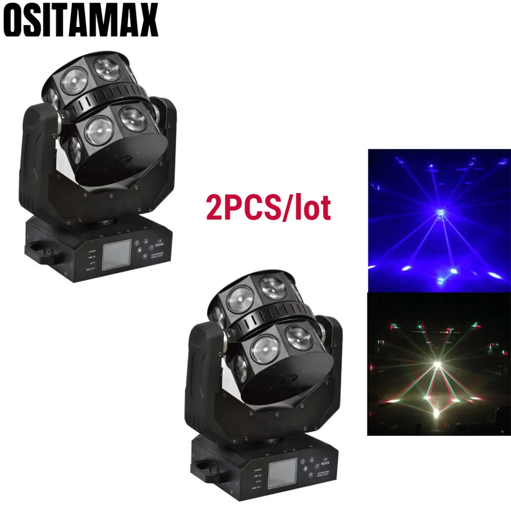 

2pcs DMX Beam 16pcs LED Eyes RGBW 4IN1 Strong Beam Moving Head DJ Light Double Wheels Lamp Beam Disco Light