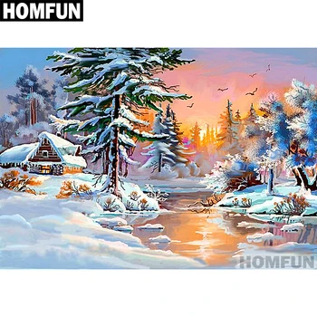 

HOMFUN Full Square/Round Drill 5D DIY Diamond Painting "Winter landscape" Embroidery Cross Stitch 5D Home Decor Gift A01207