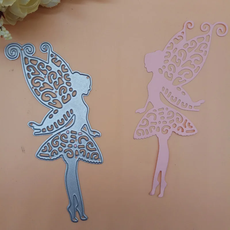 

Angel elf Girl with butterfly wings skirt Cut Dies Stencils For DIY Scrapbooking Card Album Photo Decoration
