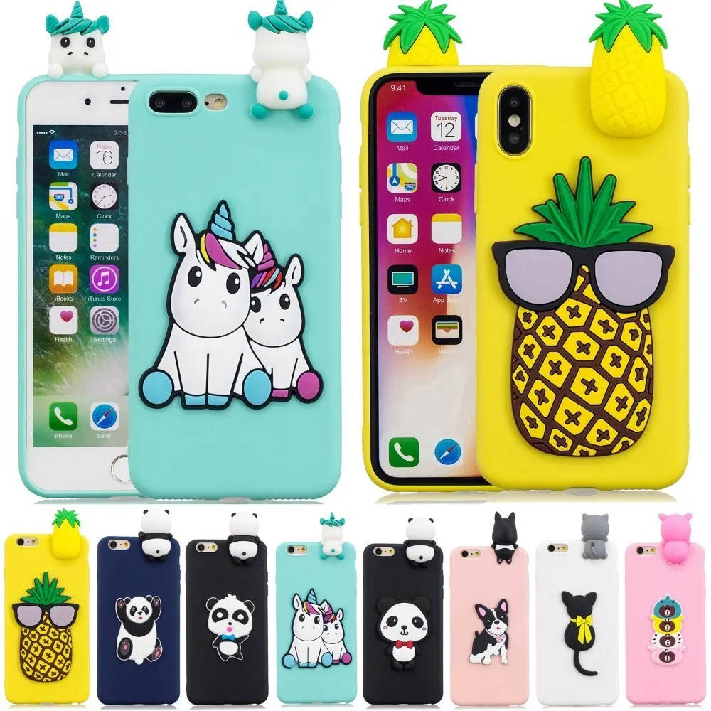 

YiKELO Candy 3D Cartoon Unicorn Dog Panda Soft Silicone Case For iPhone 5 5S SE 6 6S 7 8 Plus X XS XR Max Phone Back Cover