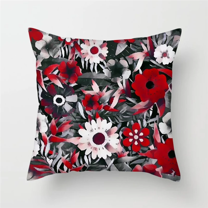Fuwatacchi Pink Rose Chrysanthemum Cushion Cover Flower Blooming Pillow Cover for Home Chair Sofa Decorative Pillows 45*45cm