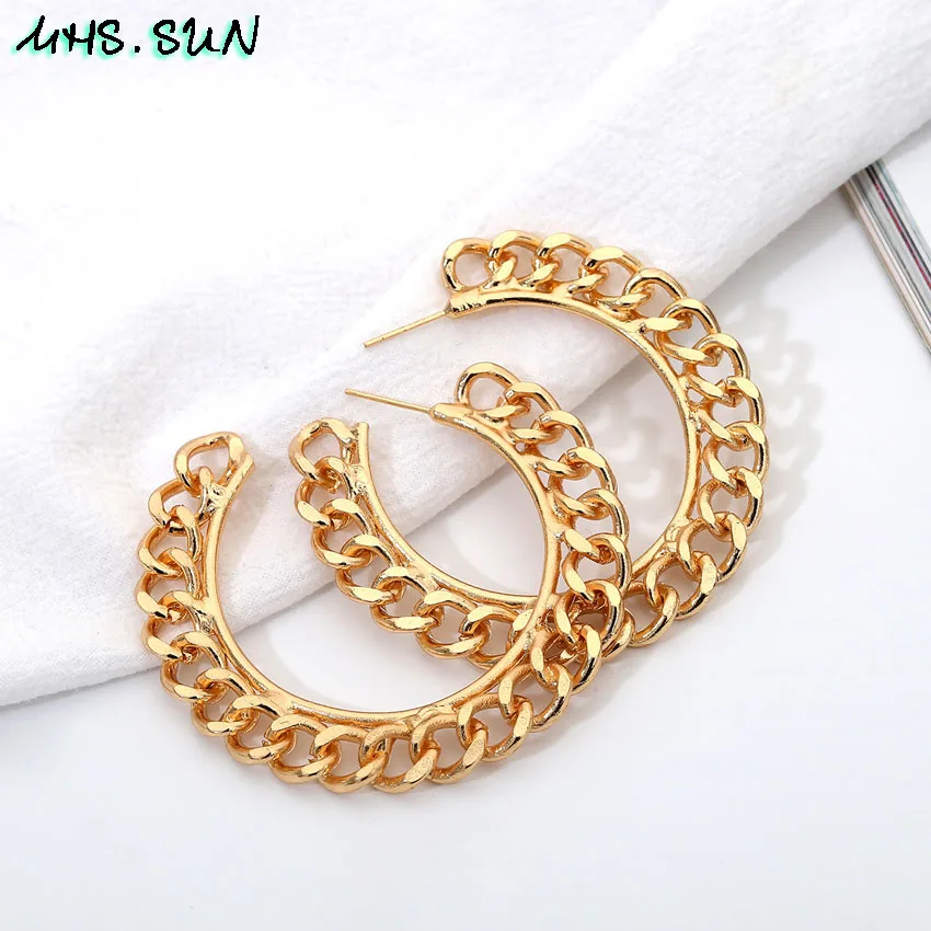 

MHS.SUN Ethnic Style Women Semicircle Drop Earrings Fashion Exaggerated Gold Color Dangle Earrings For Female European Jewelry