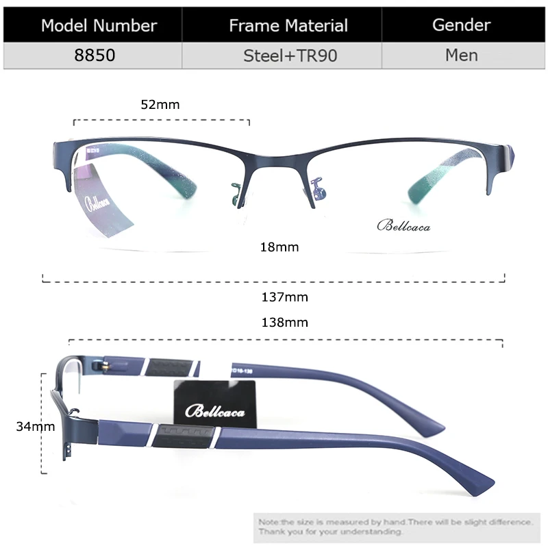 Bellcaca, оправа для очков, мужские очки, ботаник, Компьютерная оптика, по рецепту, близорукость, прозрачные линзы, оправа для очков для мужчин, очки 8850
