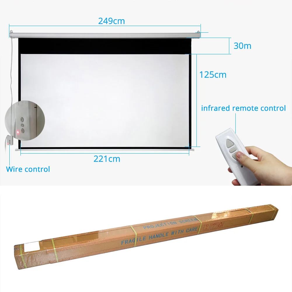 ThundeaL 100 بوصة 16:9 شاشة العرض الكهربائية السينما المنزلية الأعمال المدرسة بار الميكانيكيه LED DLP الإسقاط شاشة الكهربائية ThundeaL 100 بوصة 16:9 شاشة العرض الكهربائية السينما المنزلية الأعمال المدرسة بار الميكانيكيه LED DLP الإسقاط شاشة الكهربائية