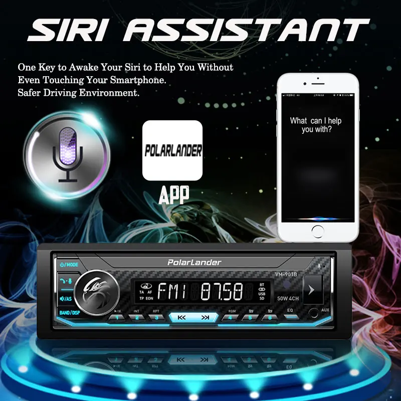 1 Din съемное RDS автомобильное радио миллионов цветов Автомагнитола Siri Assistant Bluetooth