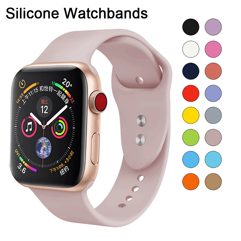 Резиновый браслет для наручных часов силиконовый ремешок для наручных часов Apple Watch, 42 мм, 38 мм, версия 44 мм 40 мм c черными бретелями для наручных часов Iwatch серии 4/3/2/1 браслет