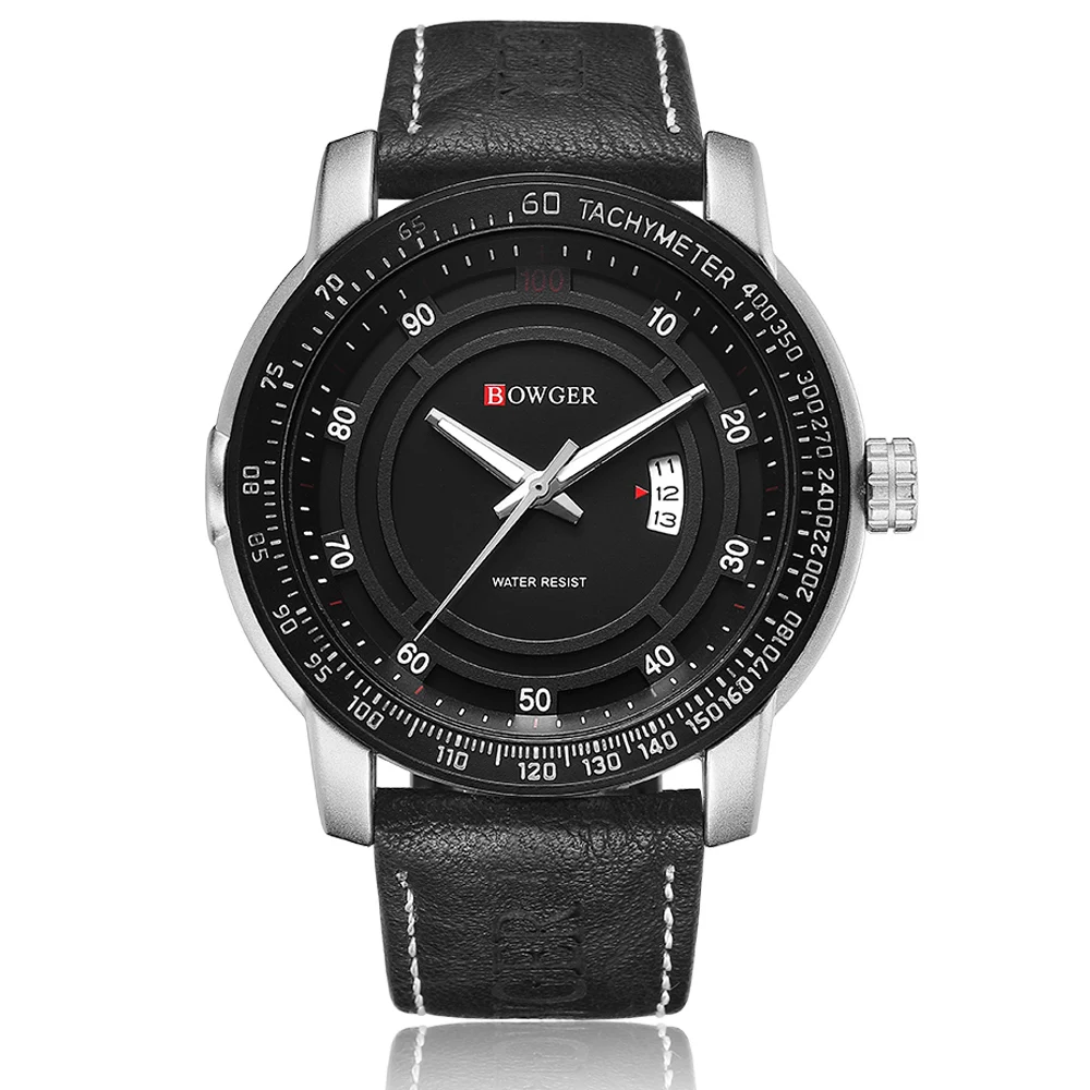 BOWGER Luxury Brand Men Analog Digital Leather Sports Watches Men's Army Military Watch Man Quartz Clock Relogio Masculino (11)