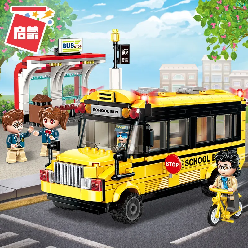 1136 440pcs School Bus Constructor Model Kit Blocks Compatible LEGO Bricks Toys for Boys Girls Children Modeling 1136 440pcs School Bus Constructor Model Kit Blocks Compatible LEGO Bricks Toys for Boys Girls Children Modeling