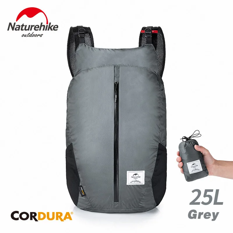 Naturehike 25L походная сумка 30D Нейлоновая Ткань сумка для бега 160 г Сверхлегкий складной водонепроницаемый рюкзак для путешествий Спортивные походные сумки - Цвет: Grey