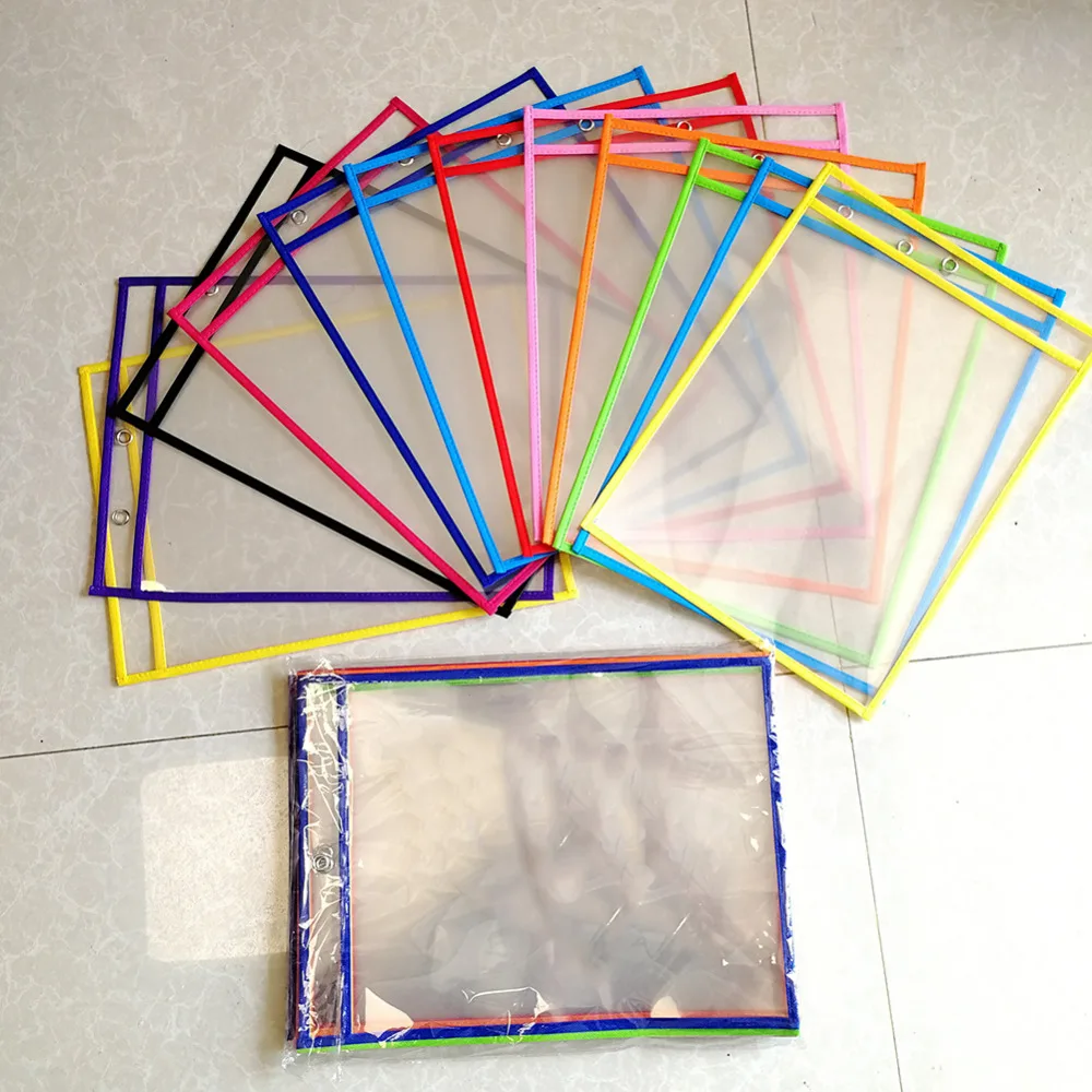 

Transparent PVC Sewing Bag Reusable Storage Bag Multifuctional Office Supplies Reusable Dry Erase Pockets Assorted Colors