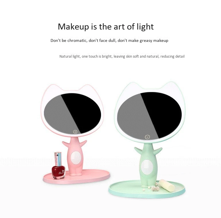 KISS cat светодиодный мультфильм милый свет зеркало smart make-up зеркало гребень настольная лампа подарок ко Дню Святого Валентина