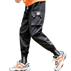 Мужские брюки карго с боковыми карманами, новинка 2019 года, стильные повседневные мужские спортивные штаны, модные штаны в стиле хип-хоп