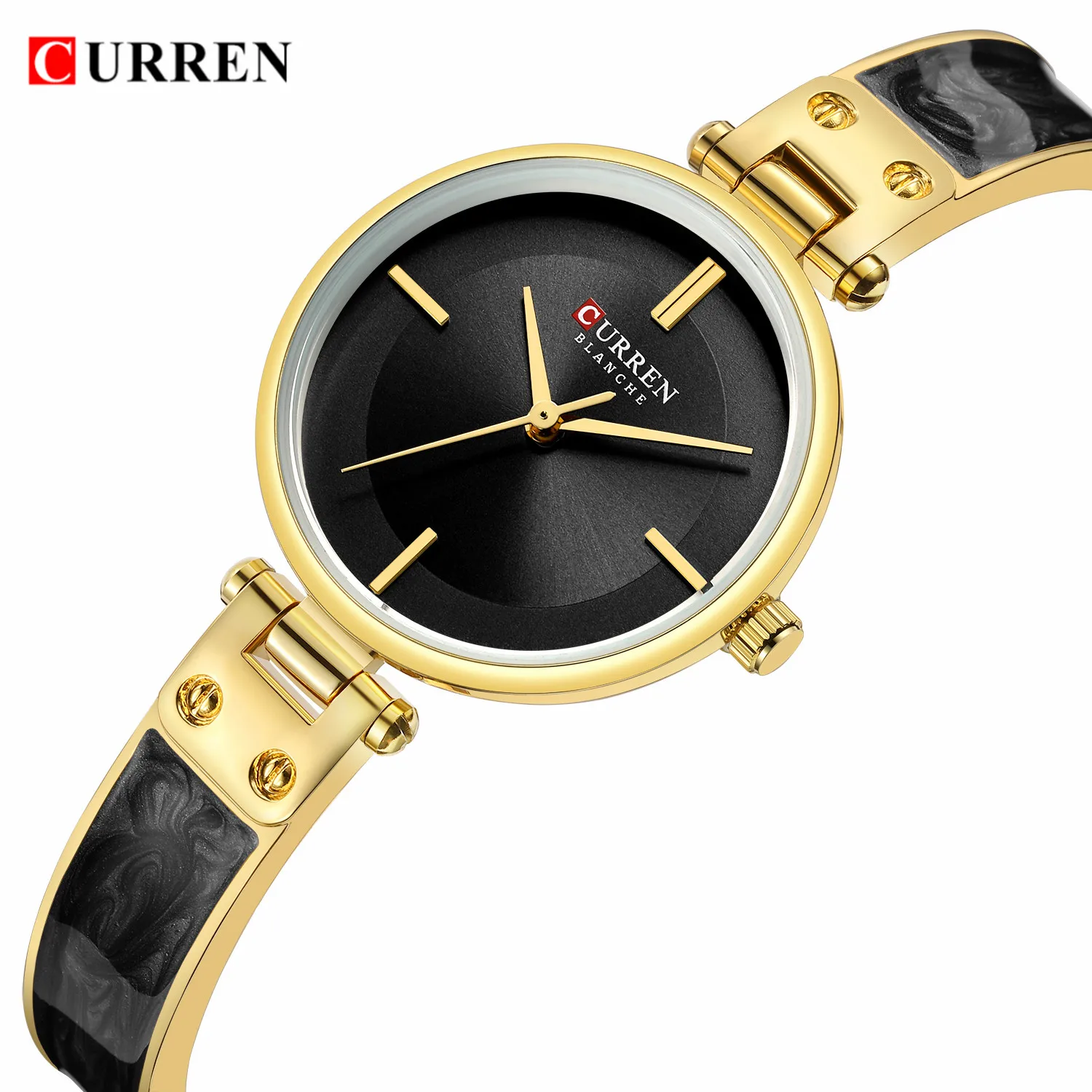 

CURREN Womens Watches Fashion Black Golden Ultra-Thin Analog Quartz Wrist Watch Bracelet Reloj Mujer Clock Relogio Feminino Gift
