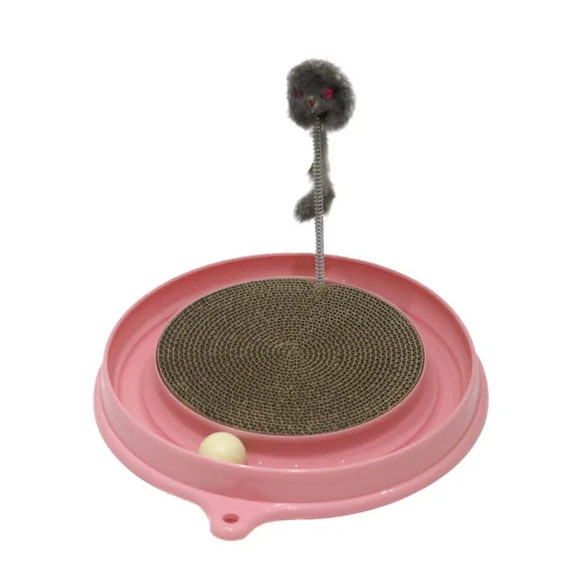 Round Plastic Toys For Cats Corrugated scratch board Toy For Cat Pink & Blue Durable Keep The Cat Ready Cats Toys