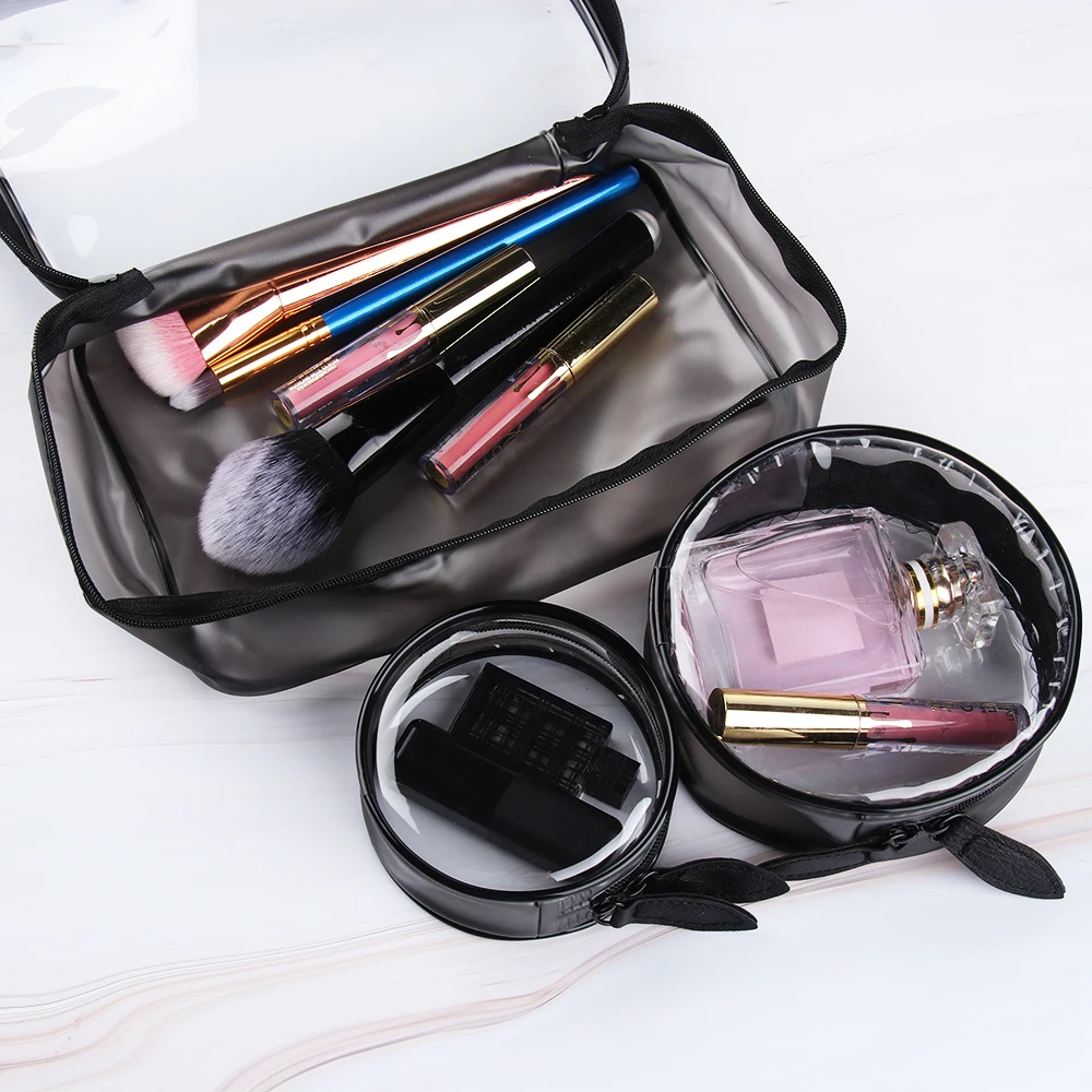

1PC New PVC make up box Cosmetic Bags Women Transparent Clear Zipper Makeup Bags Organizer Bath Wash Make Up Tote Handbags Case