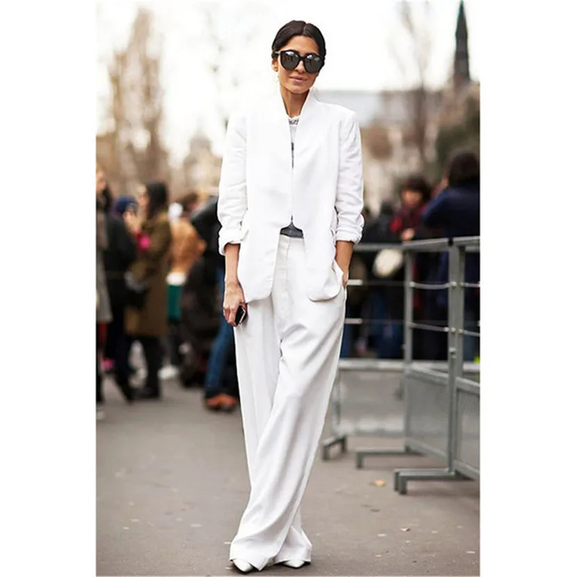 Белые деловые брюки костюмы для Для женщин вечерние Брючный костюм Блейзер офицерская форма пользовательские заказ Новые 100% костюмы