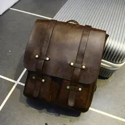 Школьный Рюкзак Для Путешествий, винтажный рюкзак из искусственной кожи для ноутбука, мужская сумка на плечо, рюкзак