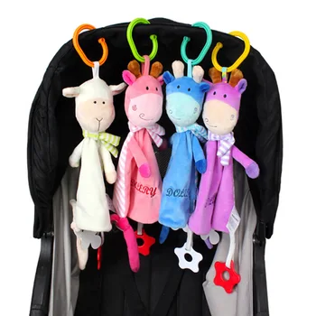 

Hot Cute Baby Bed Hanging Rattle Toys Animal Cat Sheep Stuffed Plush Toy Soft Appease Toy Infant Reassure Towel For Kid Newborn