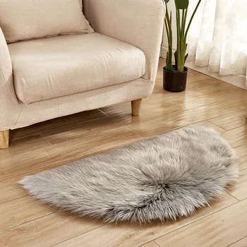 

Semicircular Soft Artificial Sheepskin Rug Chair Cover Bedroom Mat Artificial Wool Warm Hairy Carpet Seat Textil Fur Area Rugs