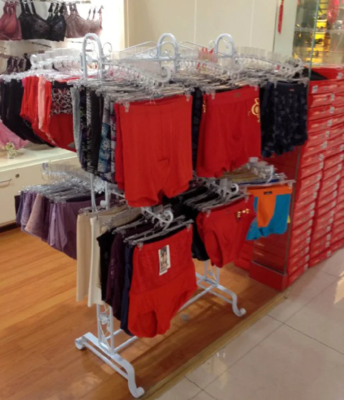 , wrought iron hangers in shorts, displays, clothing display shelf bra inside clothing underwear hanger display shelf