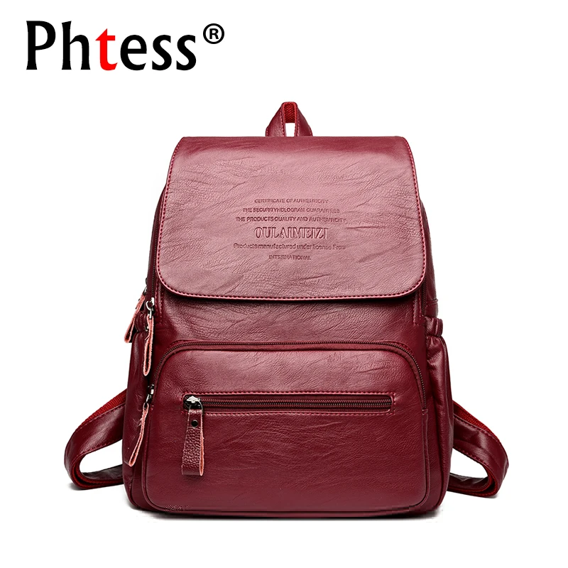 

2018 Vintage Leather Backpacks Female Travel Shoulder Bag Mochilas Women Backpack Large Capacity Rucksacks For Girls Dayback New