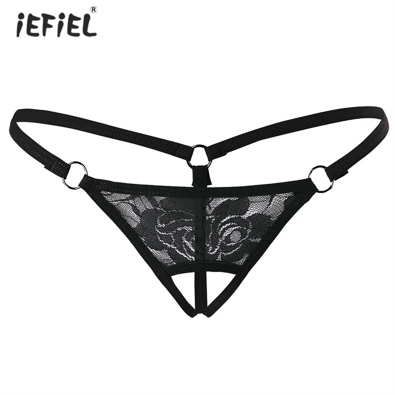 

iEFiEL Sexy Womens Lingerie Lace Crotchless Panties Thongs and G-strings Bikini Underwear Open Crotch Panties Micro Mini Briefs