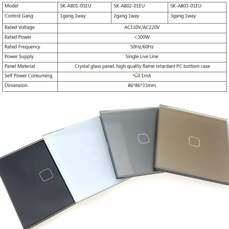  Free Shipping EU Standard 1 Gang 2 Gang 3 Gang 1 Way Wall Light Controler Smart Home Automation Tou - 32966813005