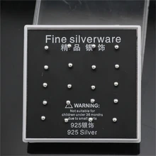 20 штук,, женские серьги-гвоздики, 925 покрытые серебром, Женские Ювелирные изделия в коробке, Шариковая форма, серьги-гвоздики, размер 2 мм, 3 мм, 4 мм