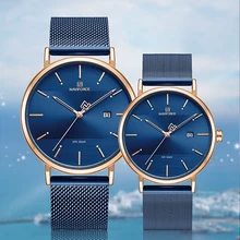 Новинка, часы для влюбленных, NAVIFORCE, кварцевые, простые часы для мужчин и женщин, водонепроницаемые, полностью стальные, пара наручных часов, Relogio Masculino