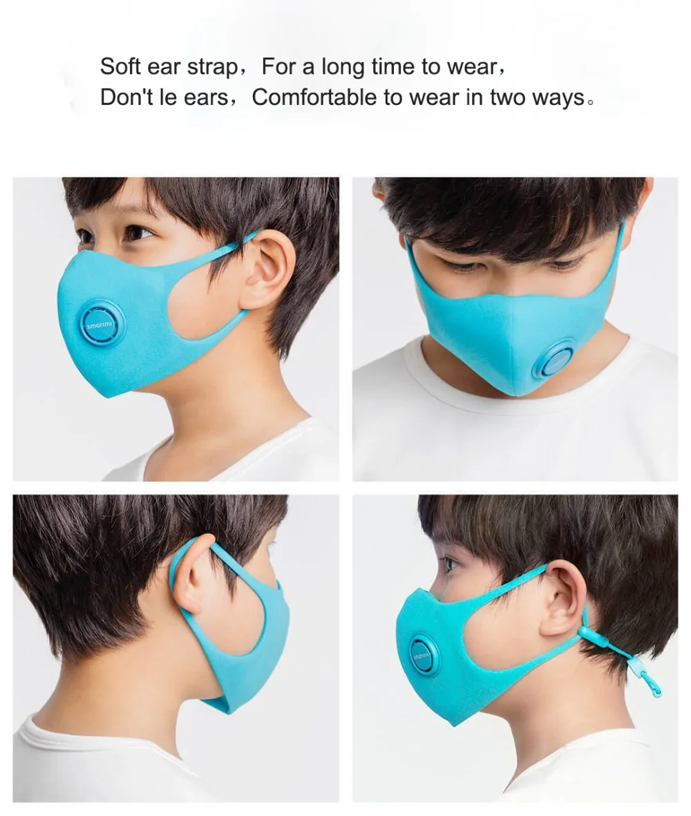 Xiaomi SmartMi Kid Mask, Детский Светильник, дышащая маска с защитой от дымки, мощная фильтрация, PM2.5, блокировка аллергенов, для друзей, 1 шт