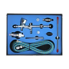 KKmoon Профессиональный Аэрограф Комплект двойного действия пистолет-распылитель с гравитационной подачей Краски пистолет 9cc 0,2/0,3/0,5 мм воздушная щетка для художественной тела Краски Инж