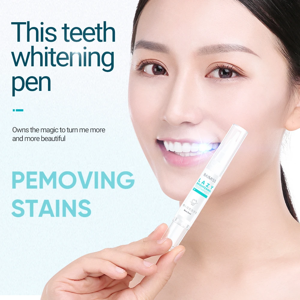 

BAIMISS Teeth Whitening Serum White Tooth Pen Deep Cleansing Dental Tools Oral Care Essence Gel Yellow Stains Spots Removal 5ml