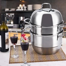 Пароварка горшок 28 формочки для приготовления пищи cm комплект SS#18/10 inox горшок кастрюля для готовки из нержавеющей стали толщиной горшок