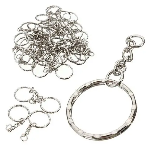 

DIY Silver Tone Keyring Blanks Key Chains Split Rings with 4 Link Chain Key Bag Car Keychain 10Pcs Key Rings