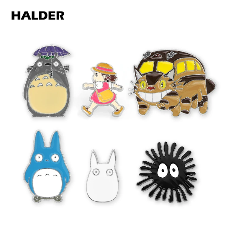 

BR0017HALDER Anime My Neighbor Tonari no Totoro Cat Dust Metal Enamel Brooches Lapel Clothes backpack bags Denim Coat badge Pins
