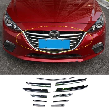 

11pcs for Mazda 3 Axela 2014 2015 2016 ABS Chrome Front grille cover trims strips Car Styling Accessories