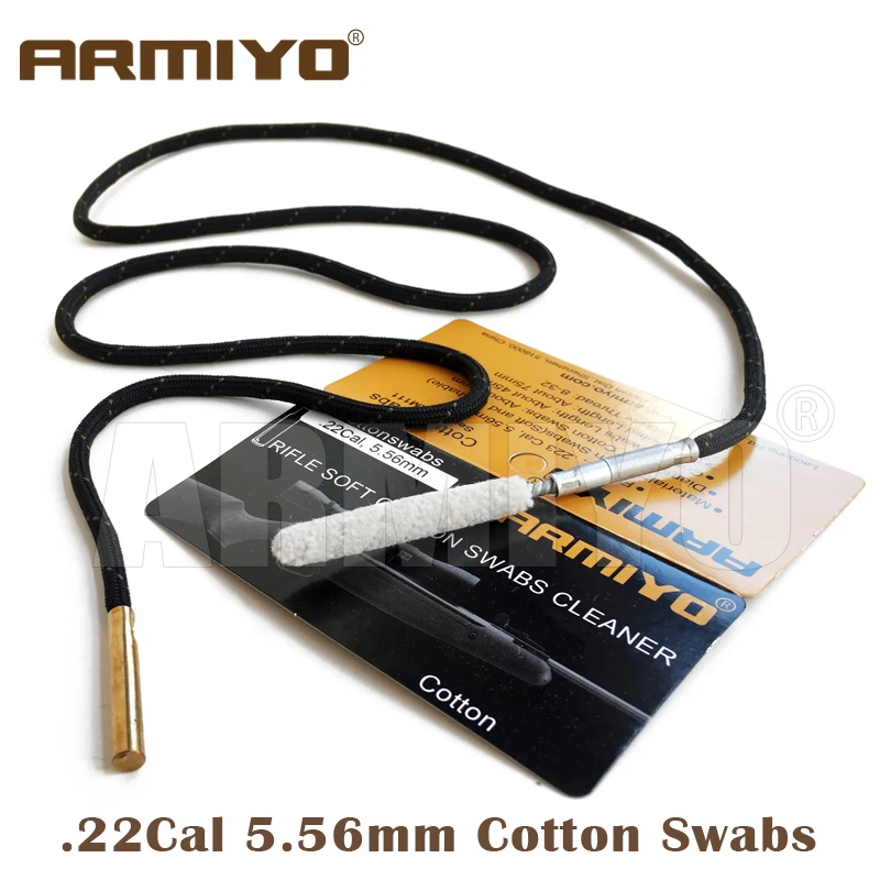 Armiyo Cotton.22Cal.22/.270cal Rifle Bore Cleaning Swabs Gun Barrel Cleaner Hunting Accessories Screw Thread Size M4 8-32