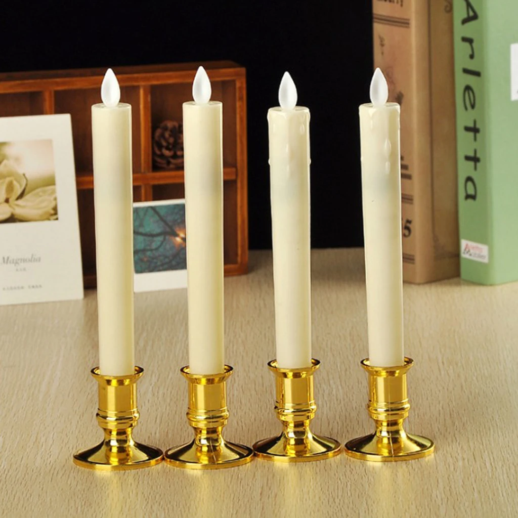 4x LED Candle Swinging Flame 25cm Pillar Candle Dinner Table Decor