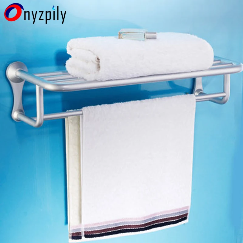 

Towel Racks Space Aluminum Towel Rack 60cm Towe Towel Bar Shelf Hanger Bathroom Punching