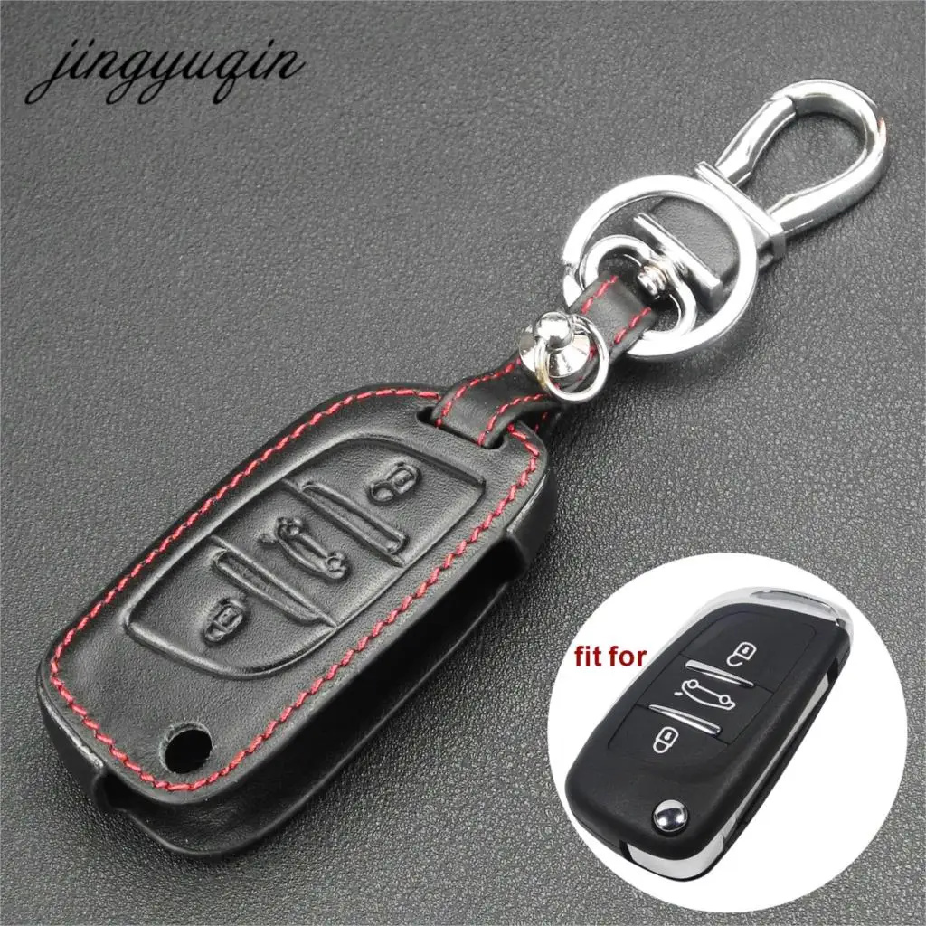 Jingyuqin 3 кнопки модифицированный дистанционный ключ кожаный чехол для Peugeot 207 307 308