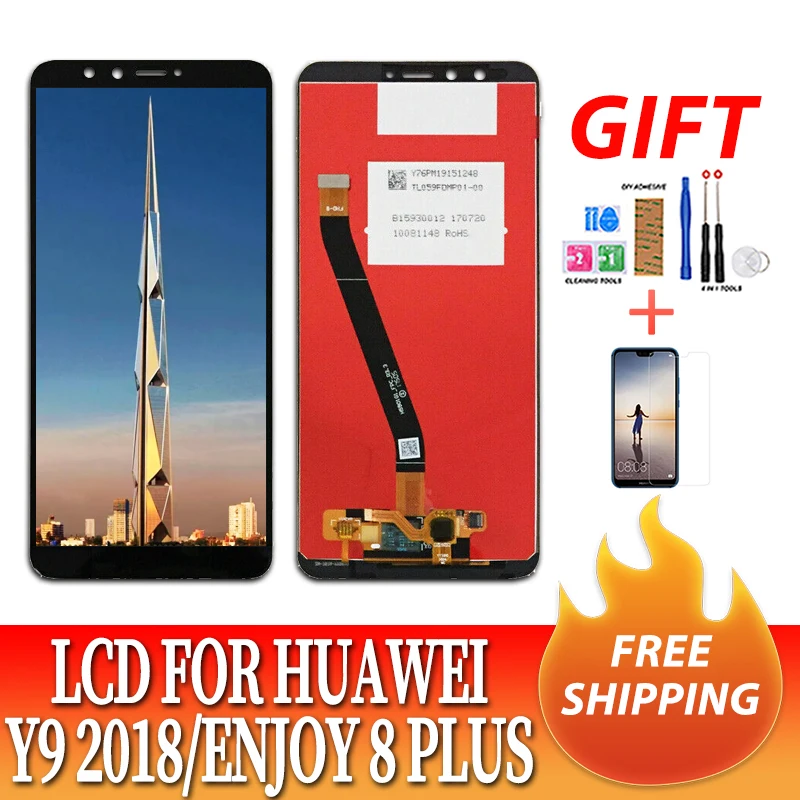 For Huawei Y9 2018 LCD Display Touch Screen Digitizer Assembly Enjoy 9 Plus With Frame FLA L22 LX2 LX1 LX3 | Мобильные телефоны и