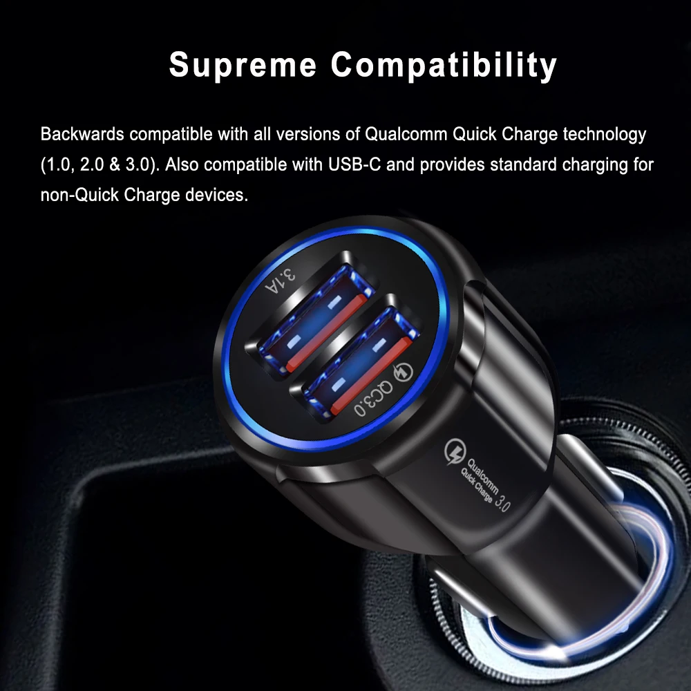 Быстрая зарядка 3,0 USB Зарядное устройство автомобиля-Зарядное устройство для быстрого автомобильного Зарядное устройство Адаптер зарядного устройства для iPhone X, 6 6s 7 8 плюс samsung Galaxy S8 S7 край