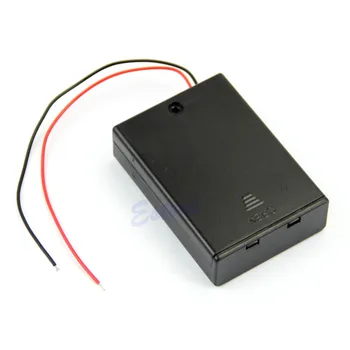 

Plastic Hard Storage Holder Case Box For 2 3 4 X AA Battery With Wire Leads