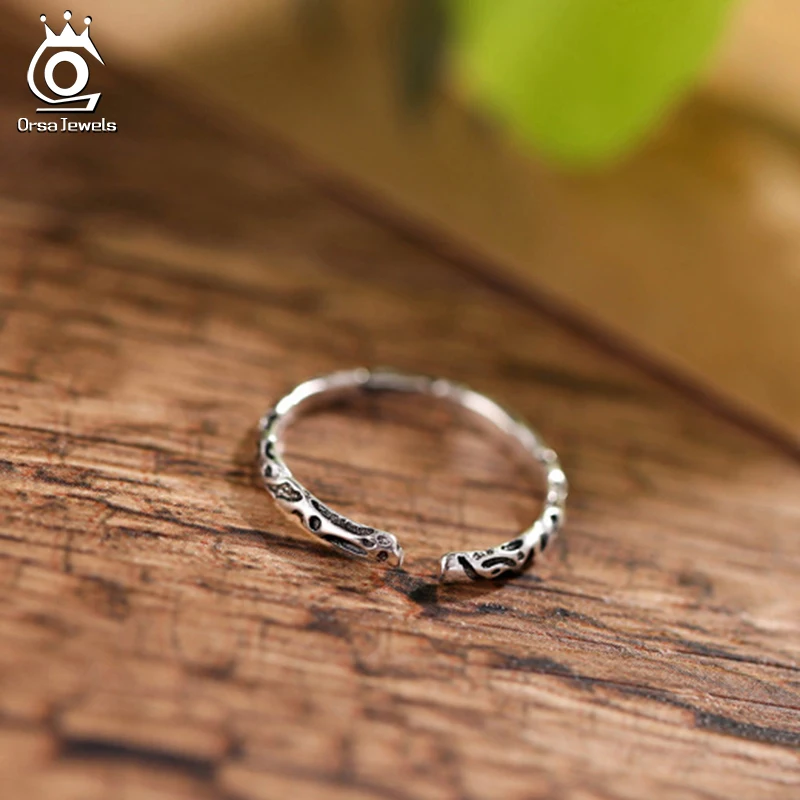 ORSA JEWELS Твердые 925 925 пробы Серебряное кольцо простой зерна манжета регулировки Для женщин кольца для вечерние Модные украшения PSR51