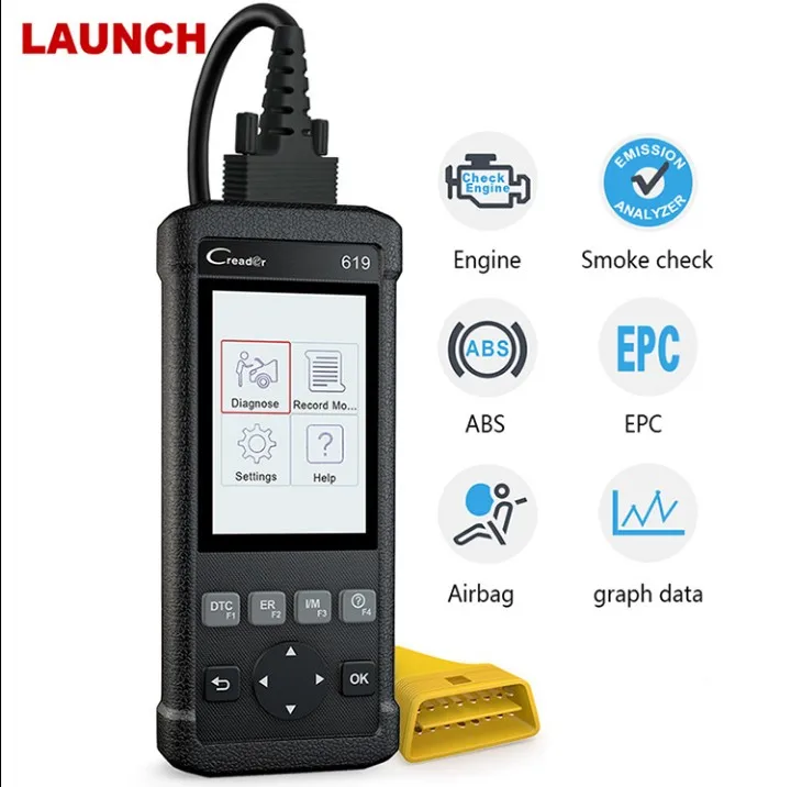 LAUNCH CReader 619 OBD2 OBDII диагностический сканер Поддержка ABS/SRS систем CR619 OBD 2 сканер