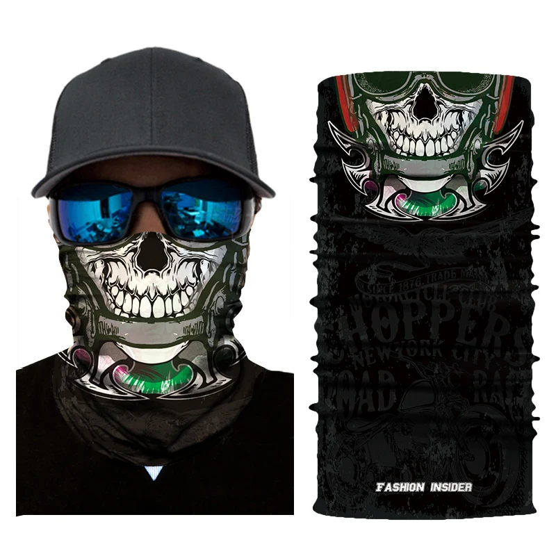 

3D Seamless Skull Balaclava Magic Neck Face Mask Motorcycle Halloween Ghost Skeleton Shield Anti-UV Scarf Sun Men