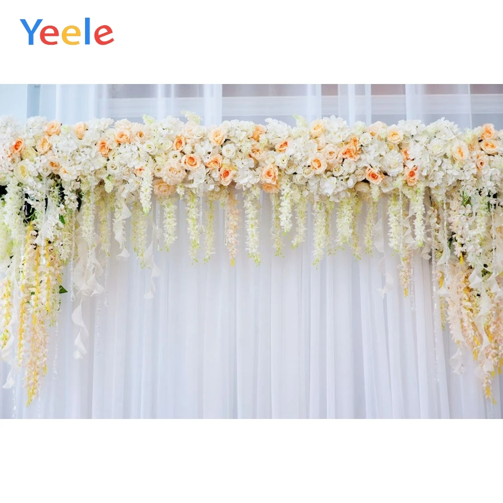 

Yeele Pink Flower Wedding Photography Backdrops Curtain Baby Kids Birthday Party Photo Backgrounds Photocall For Photo Studio