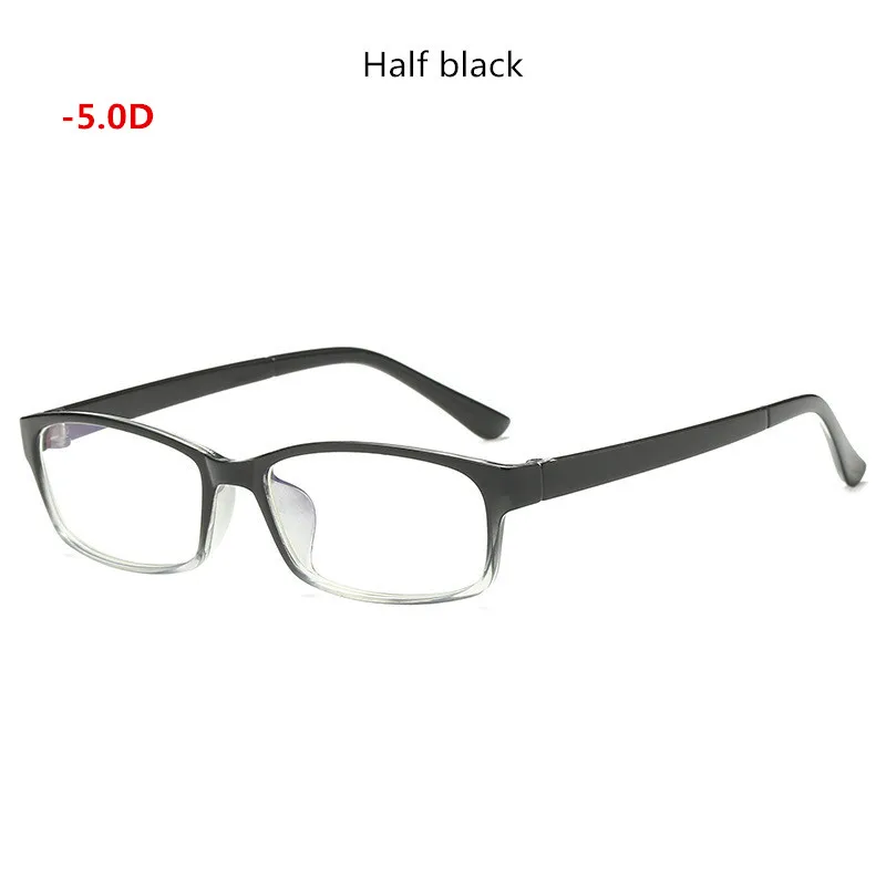 От-0,5 до-6,0 с покрытием для близоруких анти-синий луч анти-радиационные готовые очки мужские и женские оправы для очков с диоптриями - Цвет оправы: Halfblack Myopia500