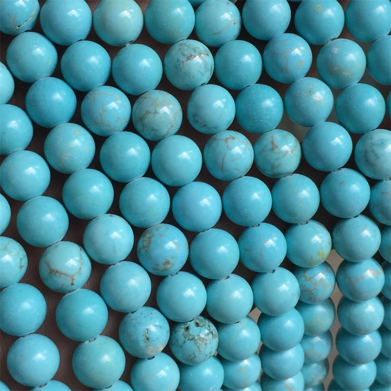 

wholesale Natural Stone Beads Original Real Blue Turquoises Gem Stone Round Beads For Jewelry Making 6 8 10mm DIY Bracelet Gift